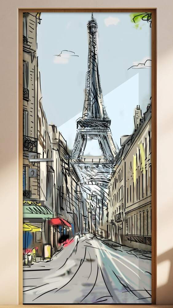 Adesivo para Porta Torre Eiffel Pintura � �leo