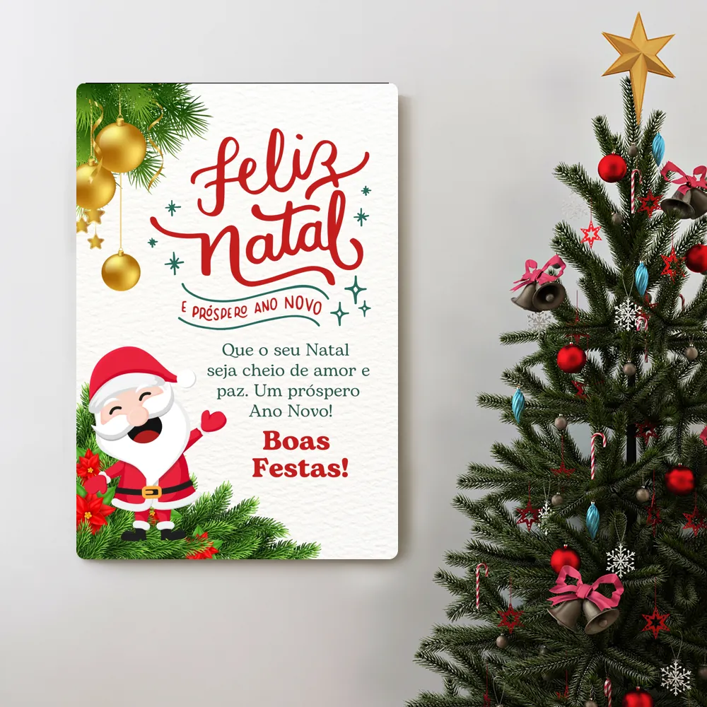 Placa Decorativa Natalina - Papai Noel Aconchegante