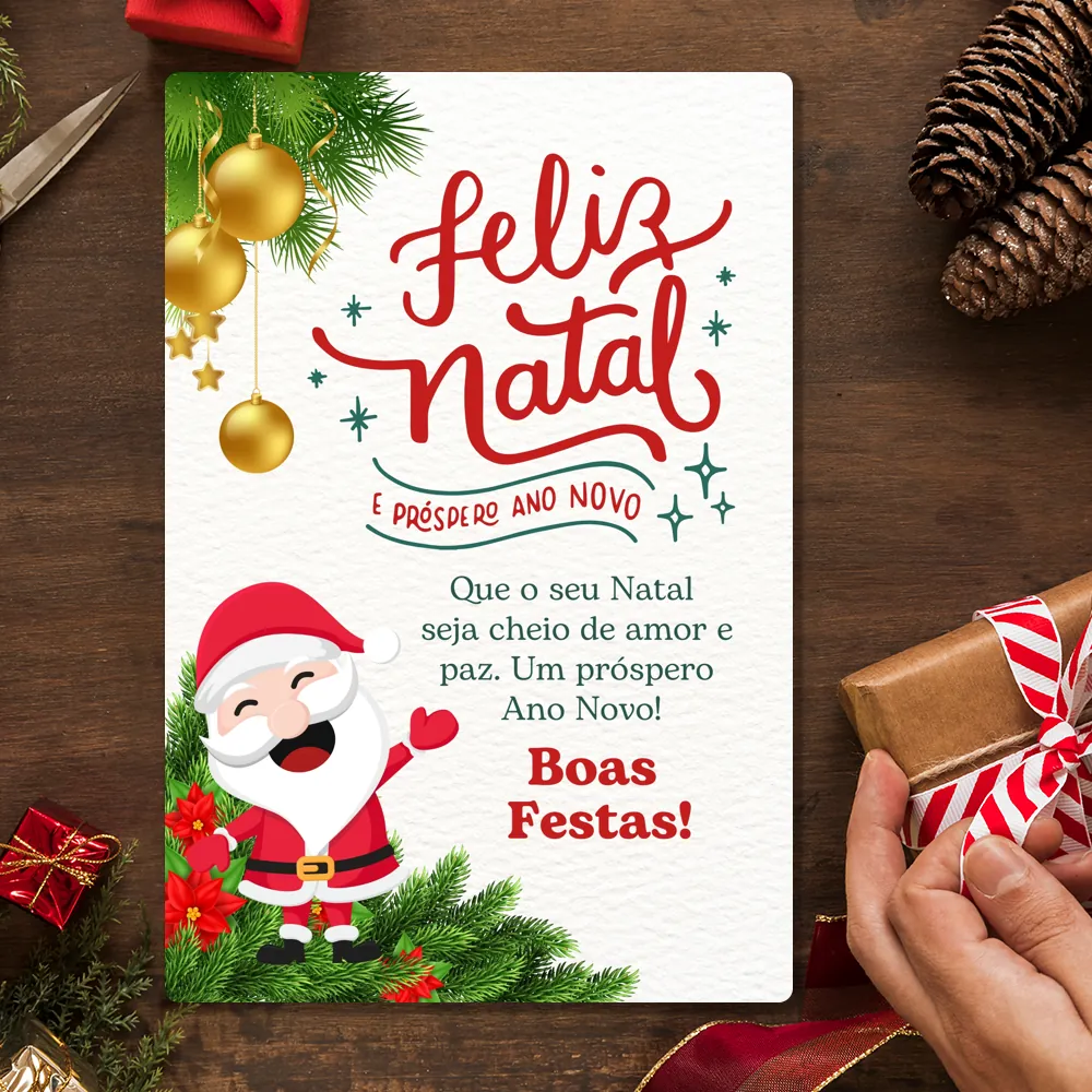 Placa Decorativa Natalina - Papai Noel Aconchegante