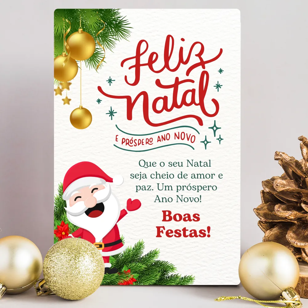 Placa Decorativa Natalina - Papai Noel Aconchegante