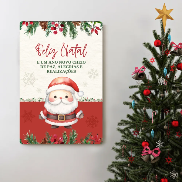 Placa Decorativa Natal Com Papai Noel