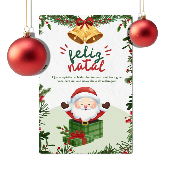 Placa Decorativa Natal Com Papai Noel E Presentes