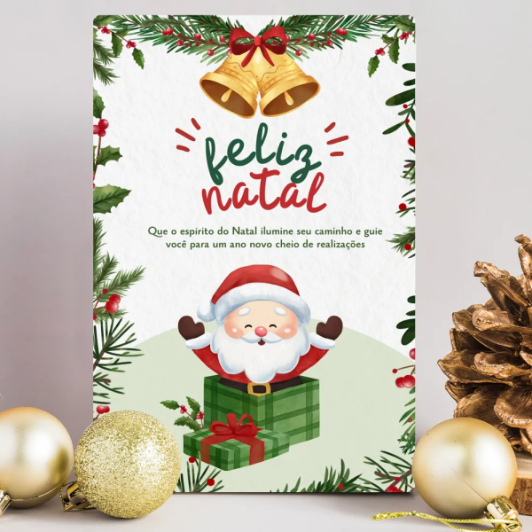 Placa Decorativa Natal Com Papai Noel E Presentes