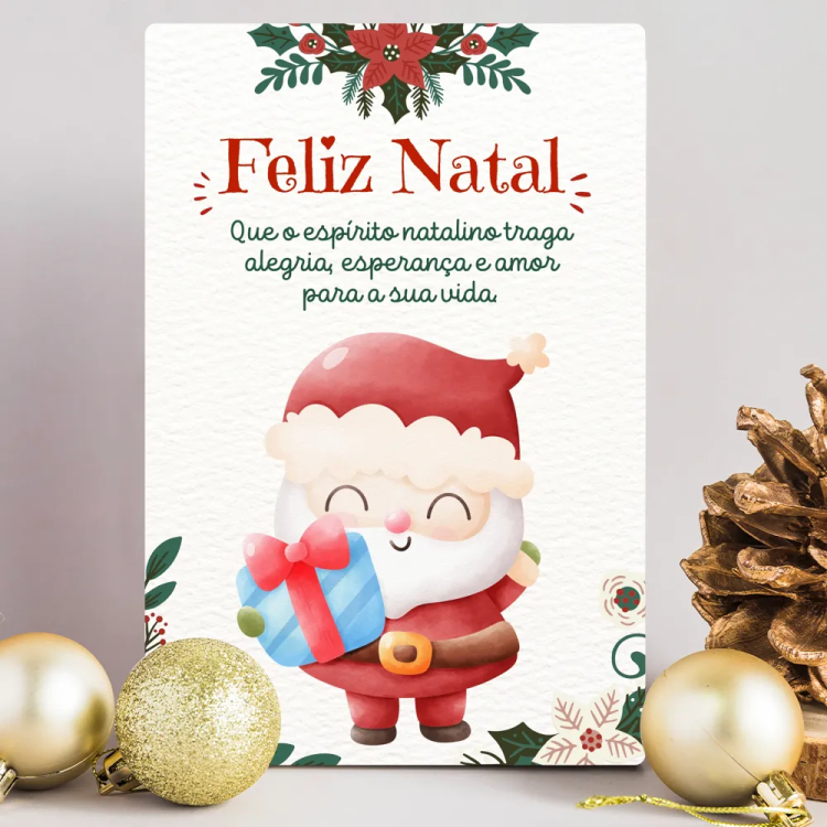 Placa Decorativa Natalina - Papai Noel Carinhoso