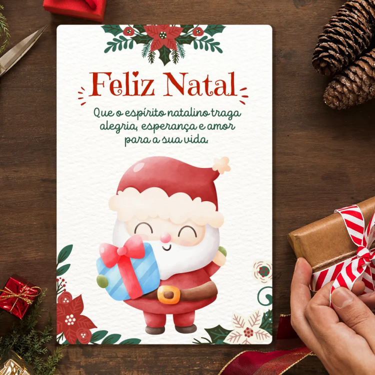 Placa Decorativa Natalina - Papai Noel Carinhoso