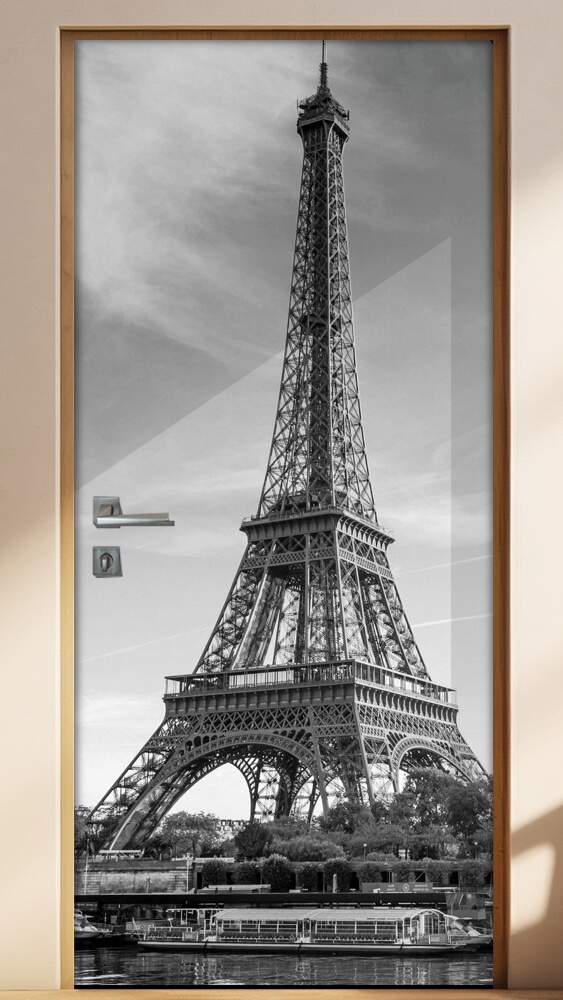 Adesivo para Porta Torre Eiffel Preto e Branco