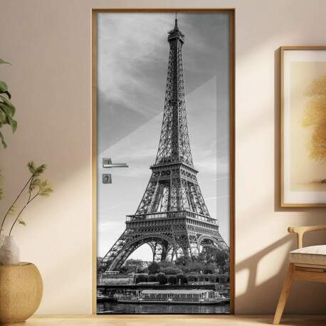 Adesivo para Porta Torre Eiffel Preto e Branco