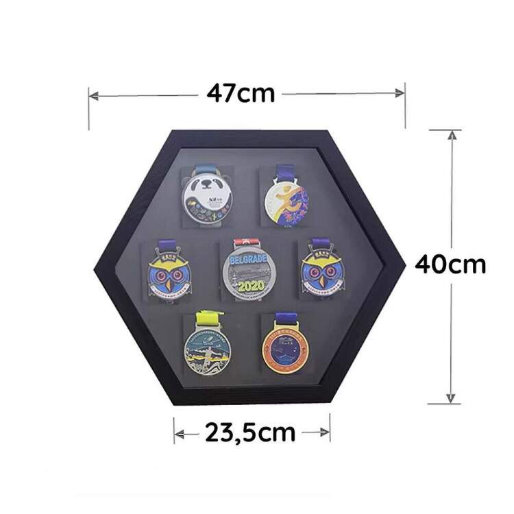 Quadro de Medalhas Exagono para 7 Medalhas 47x40x3cm