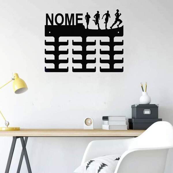 Suporte de parede para medalha com nome personalizado 20x30x1cm