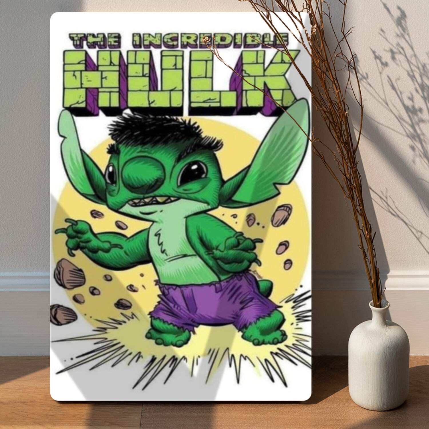 Placa Decorativa Stitch E Hulk