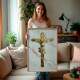 Quadro Decorativo Cristo Crucificado Com Fundo De M�rmore