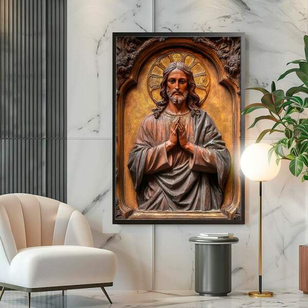 Quadro Decorativo Jesus Esculpido