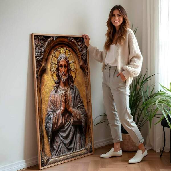 Quadro Decorativo Jesus Esculpido
