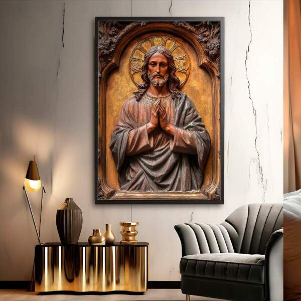 Quadro Decorativo Jesus Esculpido