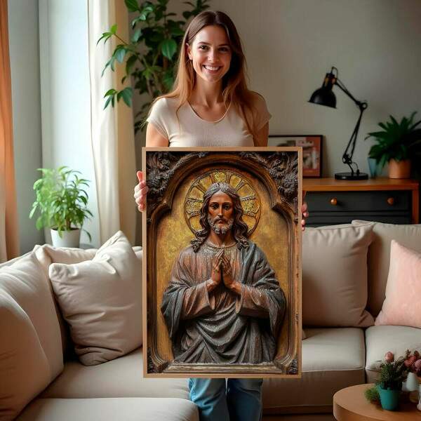 Quadro Decorativo Jesus Esculpido