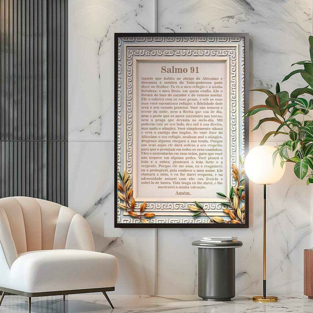 Quadro Decorativo Salmo 91 - Prote��o E Serenidade