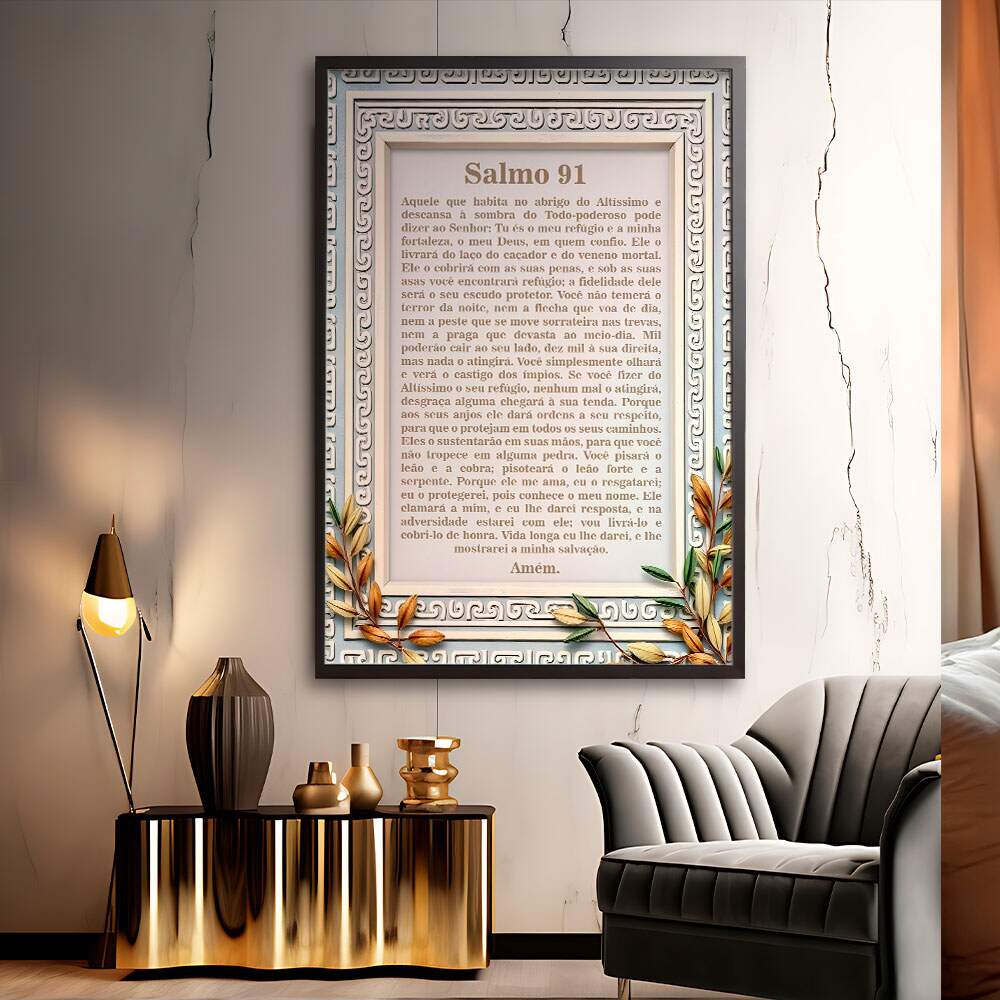 Quadro Decorativo Salmo 91 - Prote��o E Serenidade