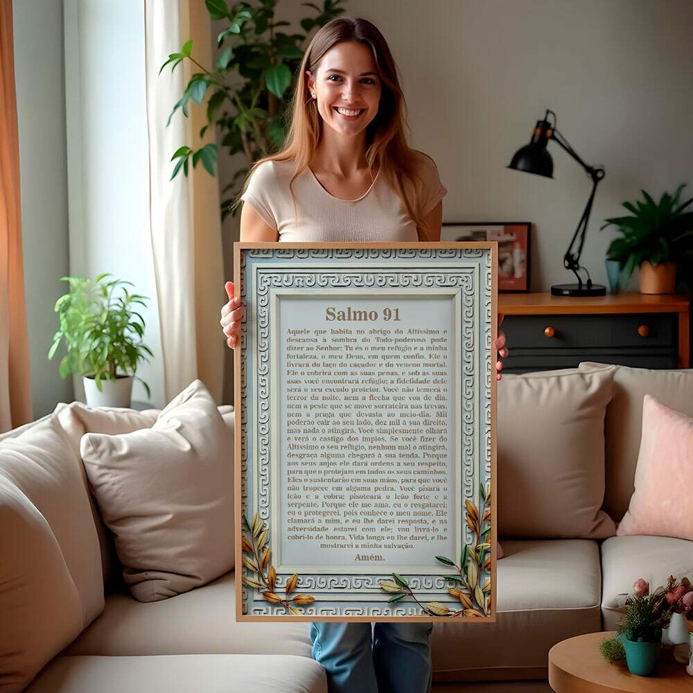 Quadro Decorativo Salmo 91 - Prote��o E Serenidade