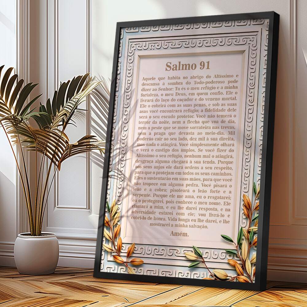 Quadro Decorativo Salmo 91 - Prote��o E Serenidade