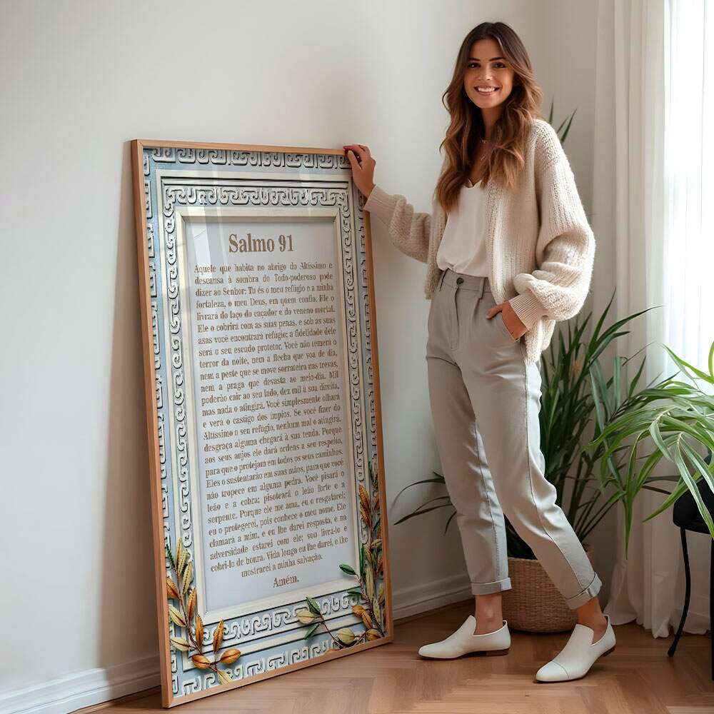 Quadro Decorativo Salmo 91 - Prote��o E Serenidade