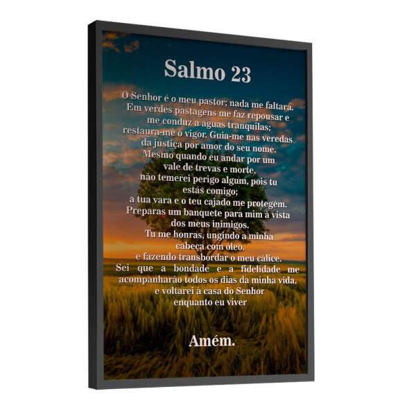 Quadro Decorativo Entardecer Sereno Com Salmo 23