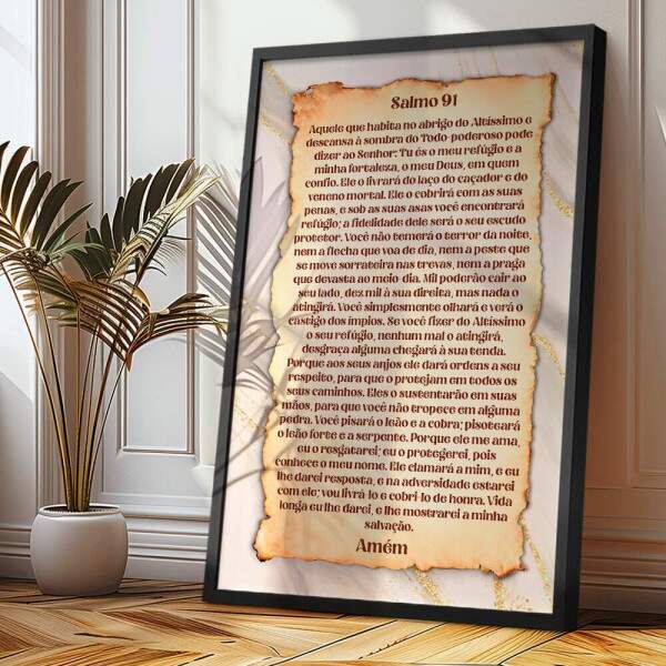 Quadro Decorativo Salmo 91 Com Mrmore