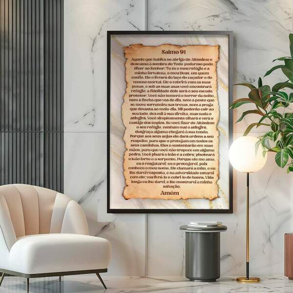 Quadro Decorativo Salmo 91 Com Mrmore