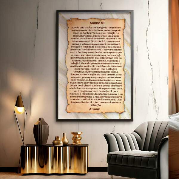 Quadro Decorativo Salmo 91 Com Mrmore
