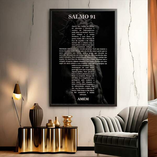 Quadro Decorativo Jesus E Salmo 91