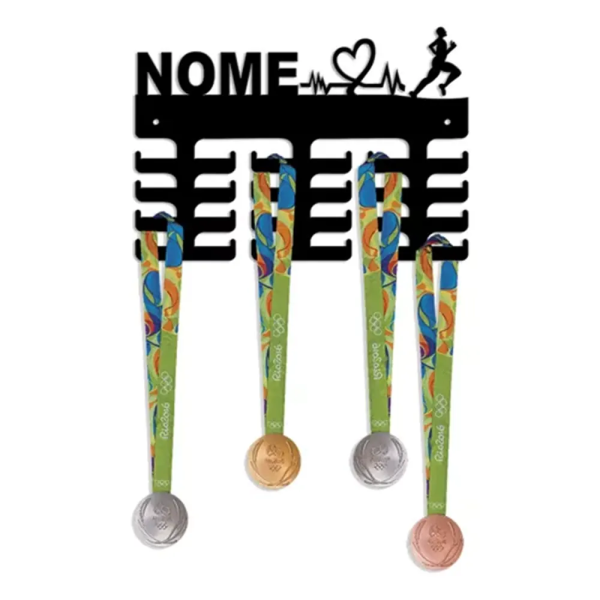 Suporte De Parede Para Medalha Atletismo Com Nome Personalizado 20x30x1cm