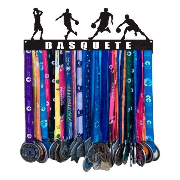 Suporte De Parede Para Medalha Basquete Com Nome Personalizado 20x30x1cm
