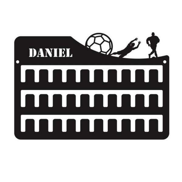 Suporte De Parede Para Medalha Futebol com Nome Personalizado 20x30 cm