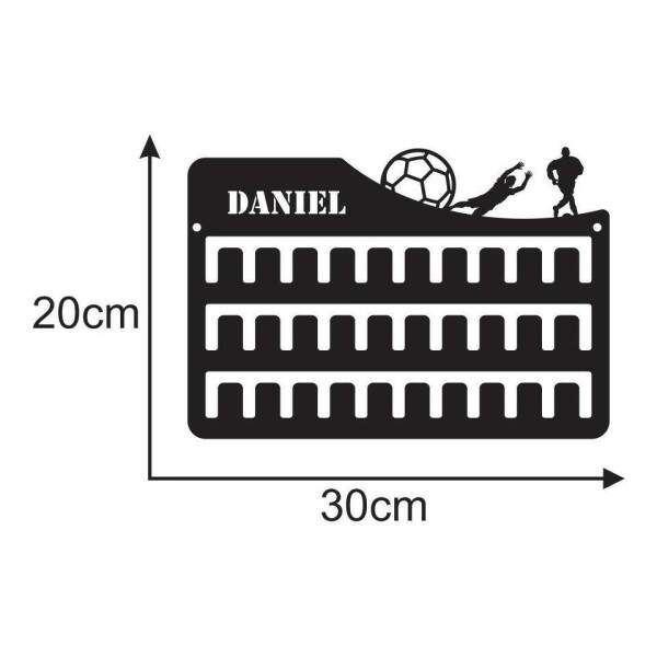 Suporte De Parede Para Medalha Futebol com Nome Personalizado 20x30 cm