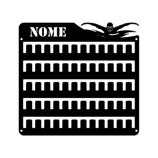 Suporte De Parede Para Medalha Natao com Nome Personalizado 20x30
