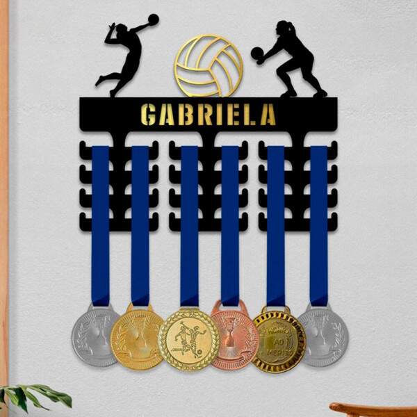 Suporte De Parede Para Medalha Vlei com Nome Personalizado 20x30