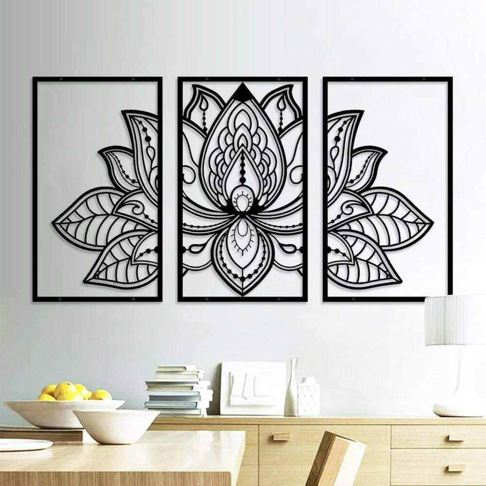 Kit 3 Quadros Vazados Mandala 001