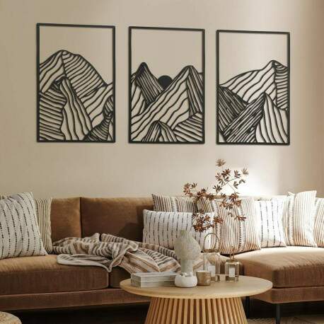 Kit 3 Quadros Vazados Montanhas em Linha