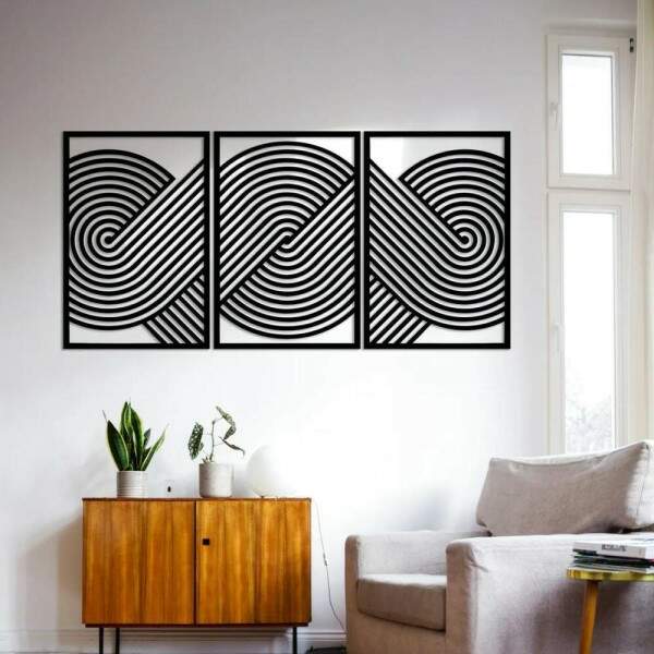 Kit 3 Quadros Vazados Abstratos 002