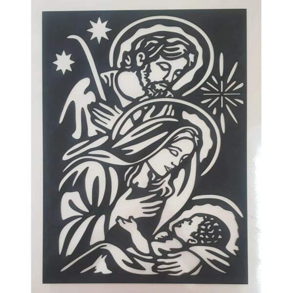 Quadro vazado em MDF Sagrada Famlia