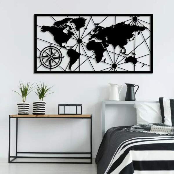 Quadro Vazado Mapa-Mundi