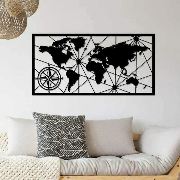 Quadro Vazado Mapa-Mundi