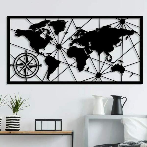 Quadro Vazado Mapa-Mundi