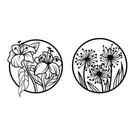 Kit 2 Quadros Vazados Redondos Florais