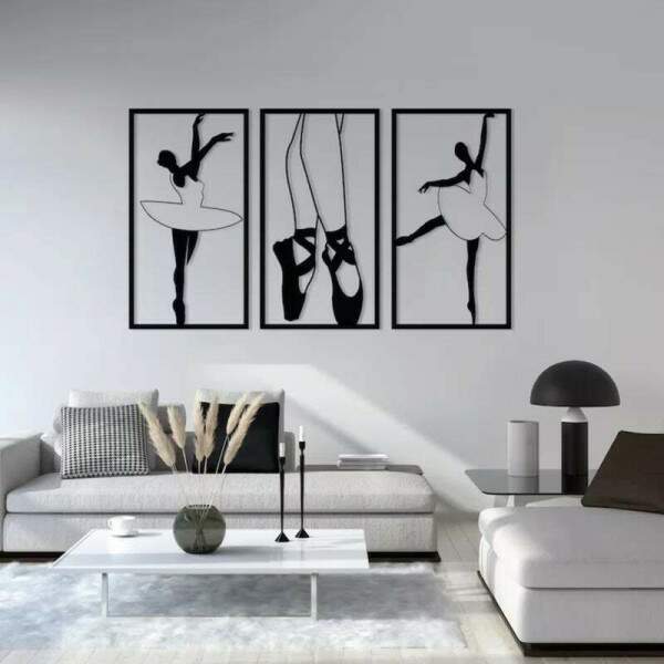Kit 3 Quadros Vazados Bailarina