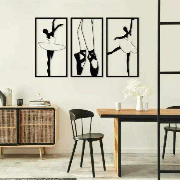 Kit 3 Quadros Vazados Bailarina