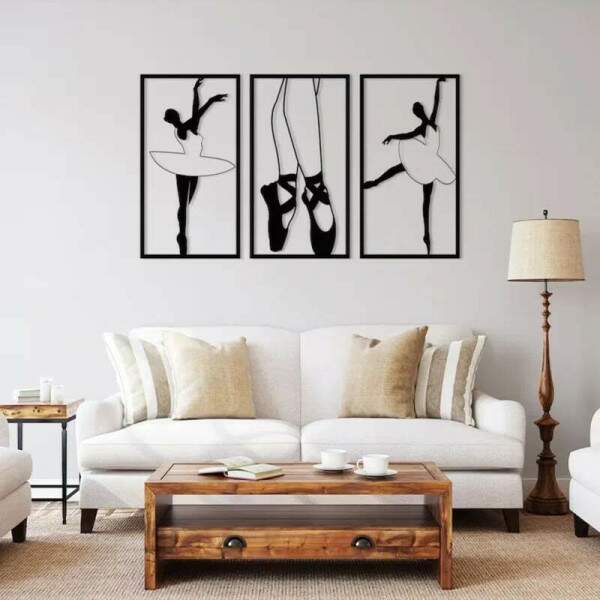 Kit 3 Quadros Vazados Bailarina