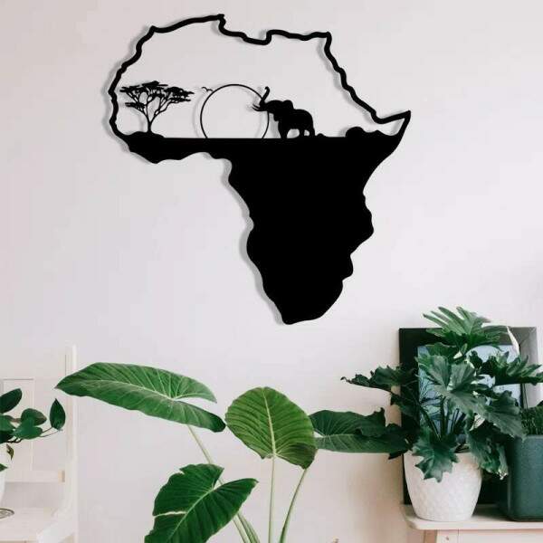 Quadro Vazado Mapa frica Savala Elefante