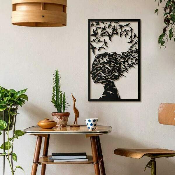 Quadro Vazado Mulher e Pssaros