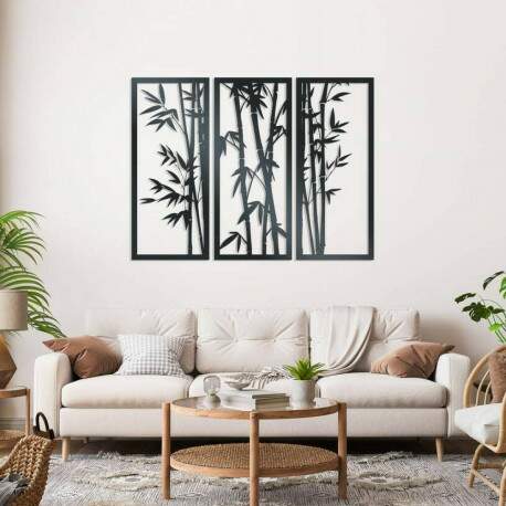 Kit 3 Quadros Vazados Bambu