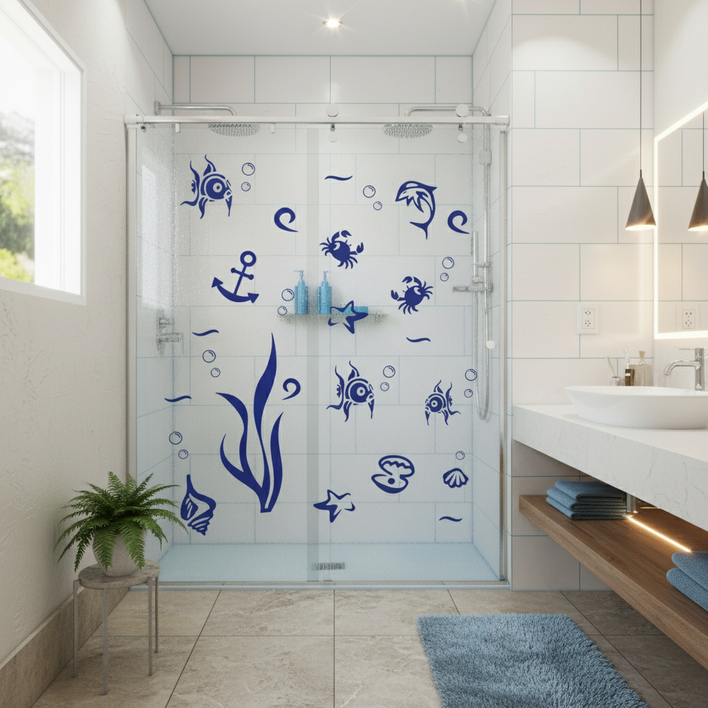 Adesivo para Box de Banheiro Fundo do Mar 3